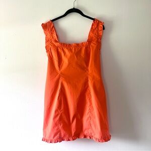 NWT J. Crew Orange Ruffle-Trim Mini Dress in Stretch Cotton Poplin